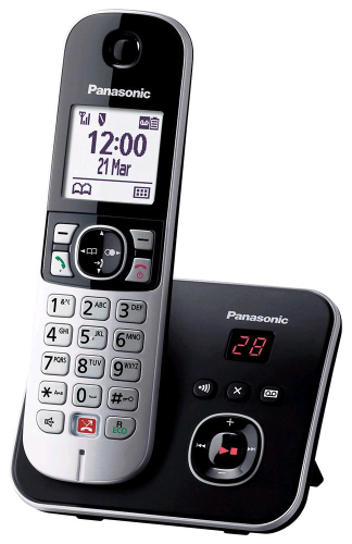 Panasonic KX-TG6861 - Telefono cordless - sistema di segreteria con ID chiamante/chiamata in attesa - DECTGAP - 3-way capacità di chiamata - nero